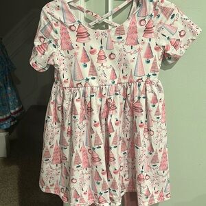 Bella & Omi Girls size 8 Pink Christmas Tree print Tunic & leggings -so adorable